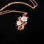 Necklace with Magnolia Design Adorned with Pink Stones