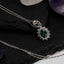 Necklace with Teardrop-Shaped Oval Synthetic Emerald