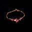 Bracelet with Four-Leaf Clover Design Made of Synthetic Ruby and Diamond