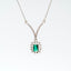 Necklace with Teardrop-Shaped Oval Synthetic Emerald