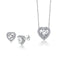 Zilveren Ketting met Hartvormige Zirkonium Stenen - 925 Sterling Zilver