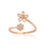 Adjustable Ring with Daisy Design Adorned with Zirconium