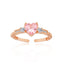 Adjustable Ring with Pink Heart-Shaped Stone